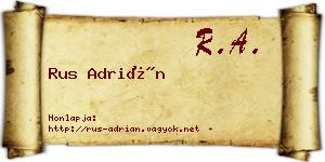 Rus Adrián névjegykártya